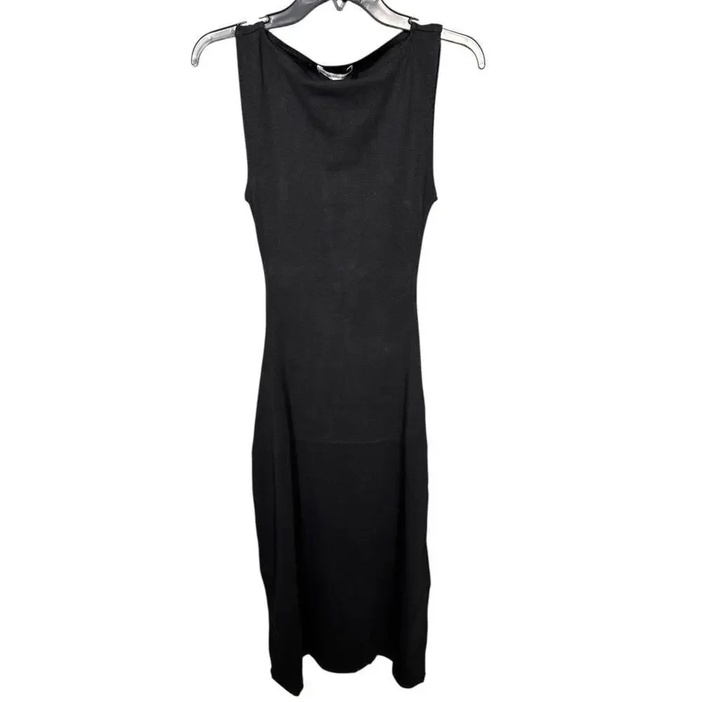 NEW- NWT WeWoreWhat Black Boat Neck Cotton Rib Midi Dress Sz S SOLD OUT online - Picture 2 of 5